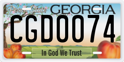 GA license plate CGD0074