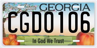 GA license plate CGD0106