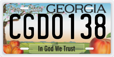 GA license plate CGD0138