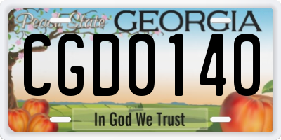 GA license plate CGD0140