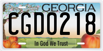 GA license plate CGD0218
