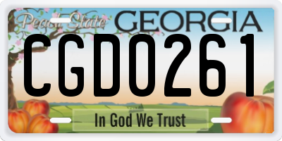 GA license plate CGD0261