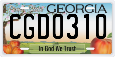 GA license plate CGD0310