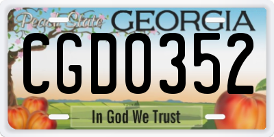 GA license plate CGD0352