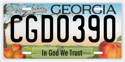GA license plate CGD0390