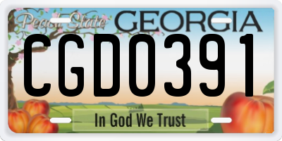 GA license plate CGD0391
