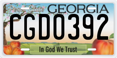 GA license plate CGD0392
