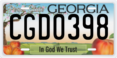 GA license plate CGD0398