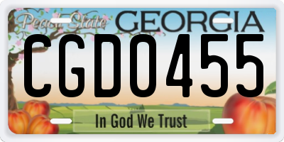 GA license plate CGD0455