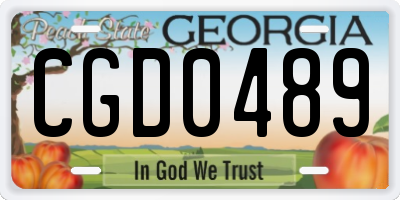 GA license plate CGD0489