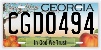 GA license plate CGD0494