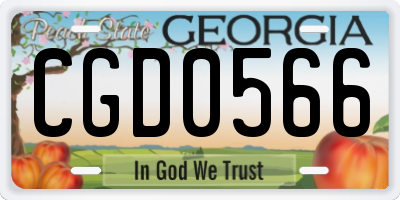 GA license plate CGD0566