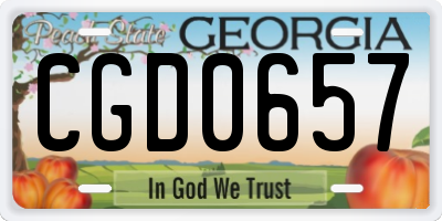 GA license plate CGD0657