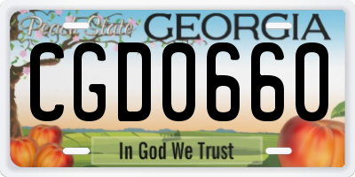 GA license plate CGD0660