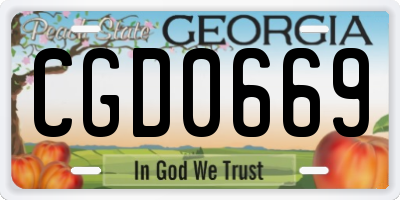 GA license plate CGD0669