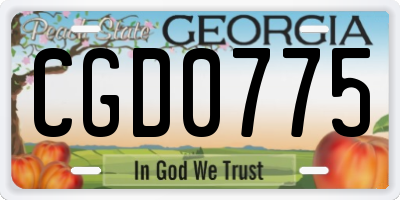 GA license plate CGD0775