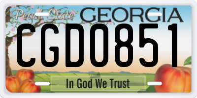 GA license plate CGD0851