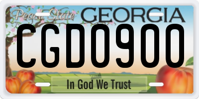 GA license plate CGD0900