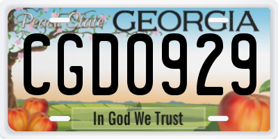 GA license plate CGD0929