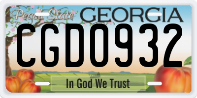 GA license plate CGD0932