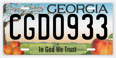 GA license plate CGD0933