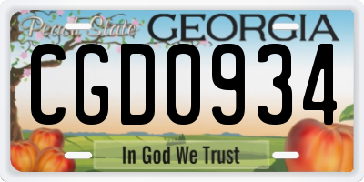 GA license plate CGD0934