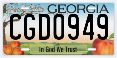 GA license plate CGD0949