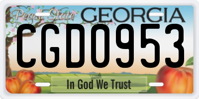 GA license plate CGD0953