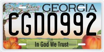 GA license plate CGD0992