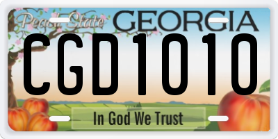 GA license plate CGD1010