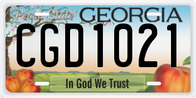GA license plate CGD1021