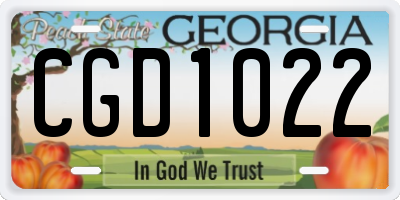 GA license plate CGD1022