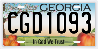 GA license plate CGD1093