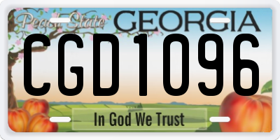 GA license plate CGD1096