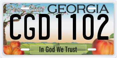 GA license plate CGD1102
