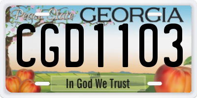GA license plate CGD1103