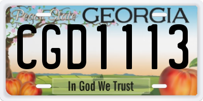 GA license plate CGD1113