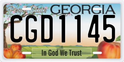 GA license plate CGD1145