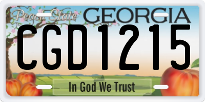 GA license plate CGD1215