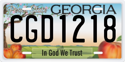 GA license plate CGD1218