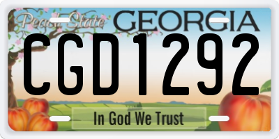 GA license plate CGD1292