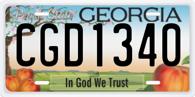GA license plate CGD1340