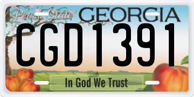 GA license plate CGD1391