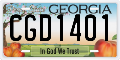 GA license plate CGD1401