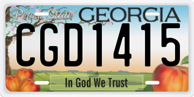 GA license plate CGD1415