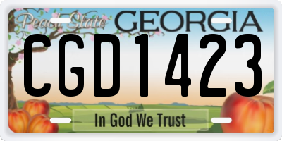 GA license plate CGD1423