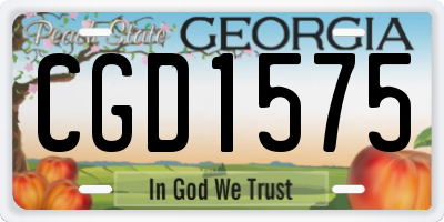 GA license plate CGD1575