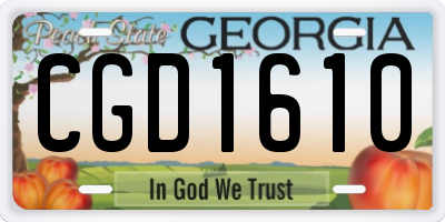 GA license plate CGD1610