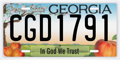 GA license plate CGD1791