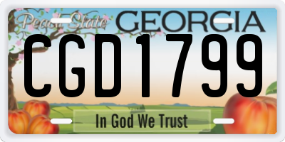 GA license plate CGD1799